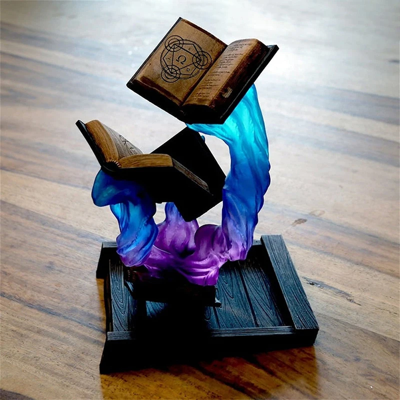 2023 Novelty Wizard Magic Dice Towe Moving Resin Dice Tower Sculpture Big Book Ornament Statues Home Decorations Game Tools