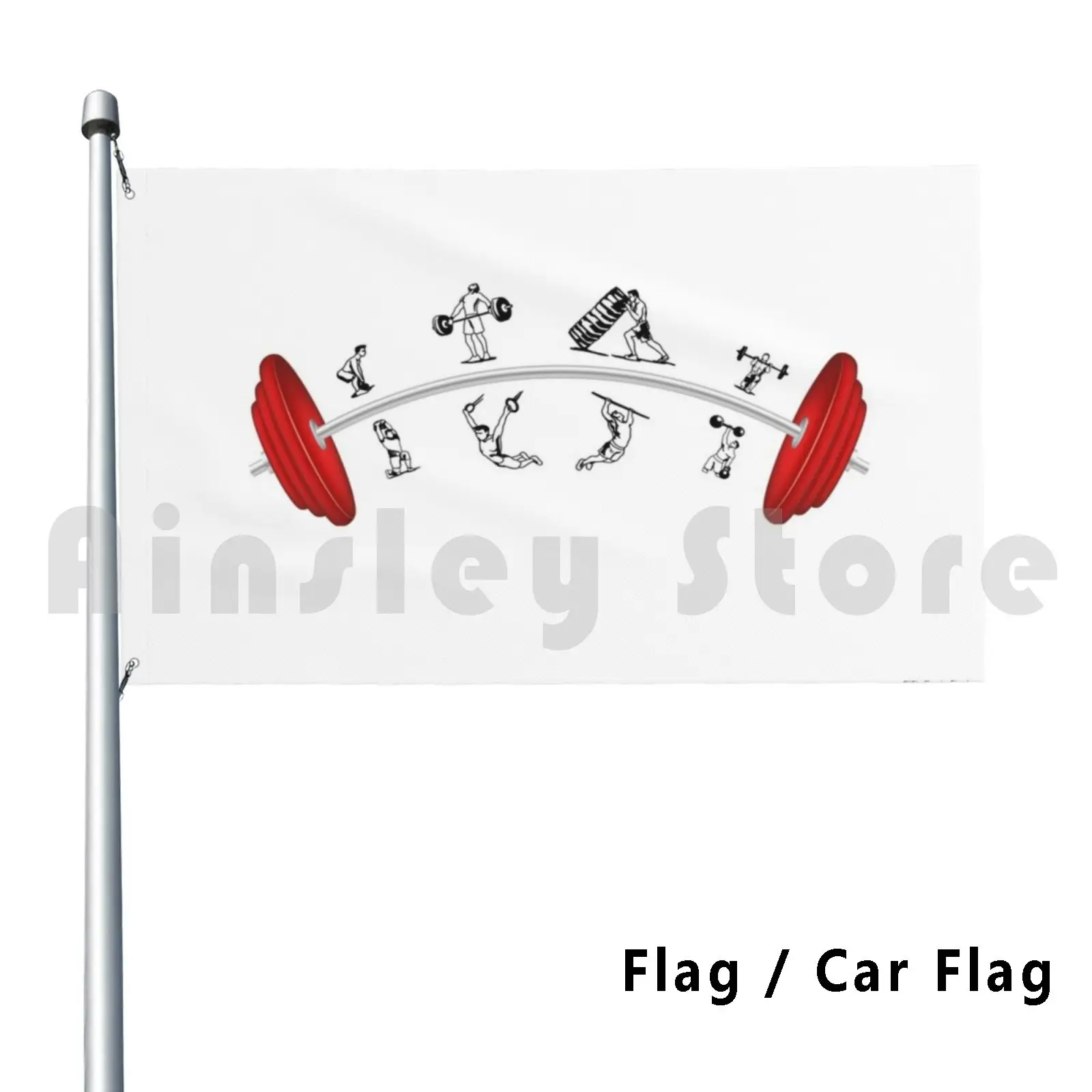 One More Squat , Pull-Up , Weighlifting Sport Design Flag Car Flag Funny Sport Gift Wod Barbell Squat