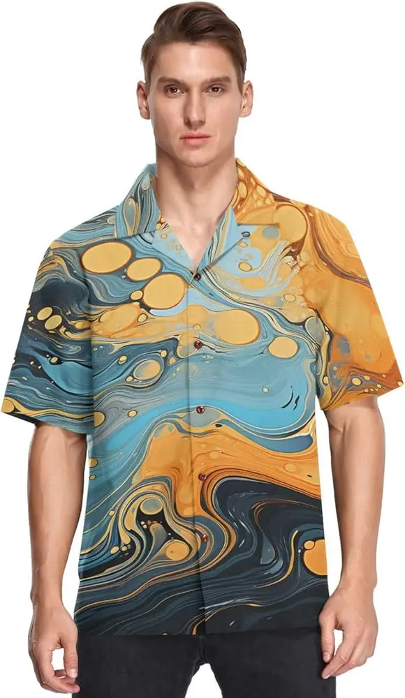 

Men'S Shirts, Patterned Shirts, Hawaiian Shirts, Roll-Neck Shirts, Tribal Prints, Outdoor, Street, Short Sleeve Prints, Button-