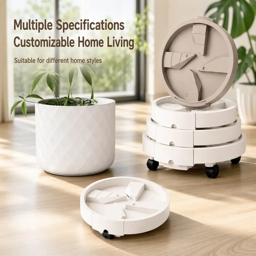 DSA new flower pot mobile tray thickened plastic universal wheel base with wheel round flower stand bottom connection