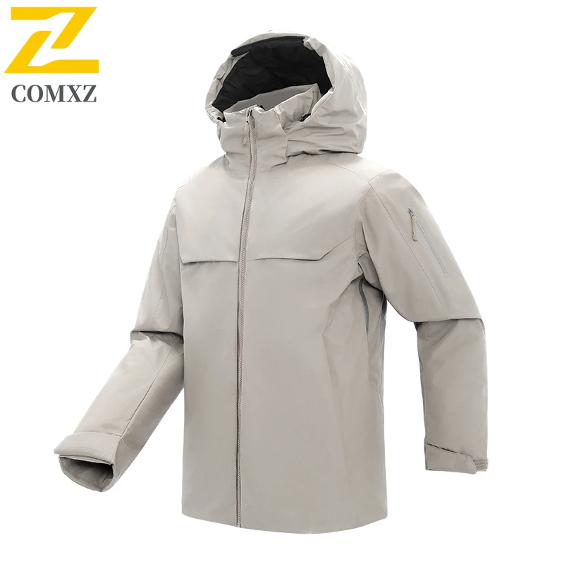 Winter Three Proof Down Jacket Men Luxury Waterproof Warm Detachable Hooded White Duck Down Filler Parka Sports Ski Puffer Coat