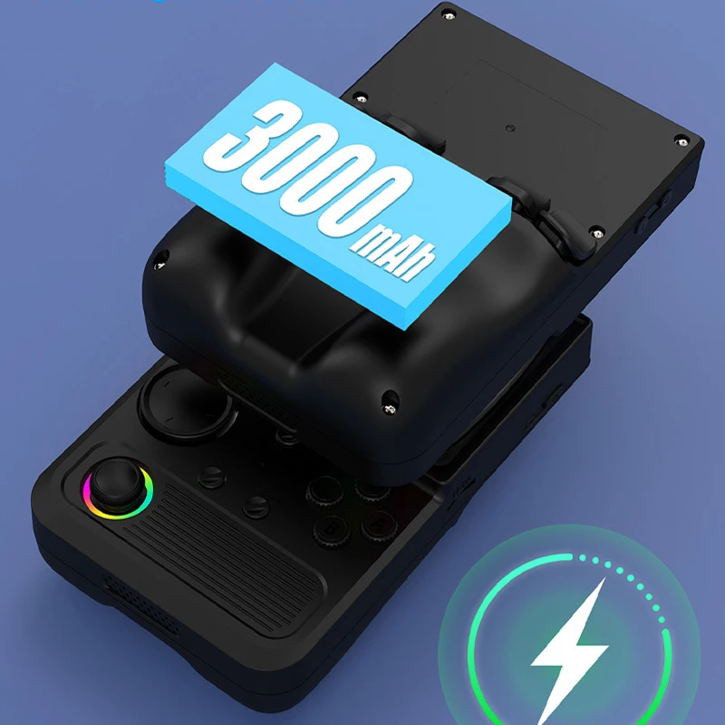 Blue new R36T  Retro Handheld Game Console 3.5 Inch IPS Screen 27+Emulators 18000+ Classic Games Portable Pocket Video Game Cons