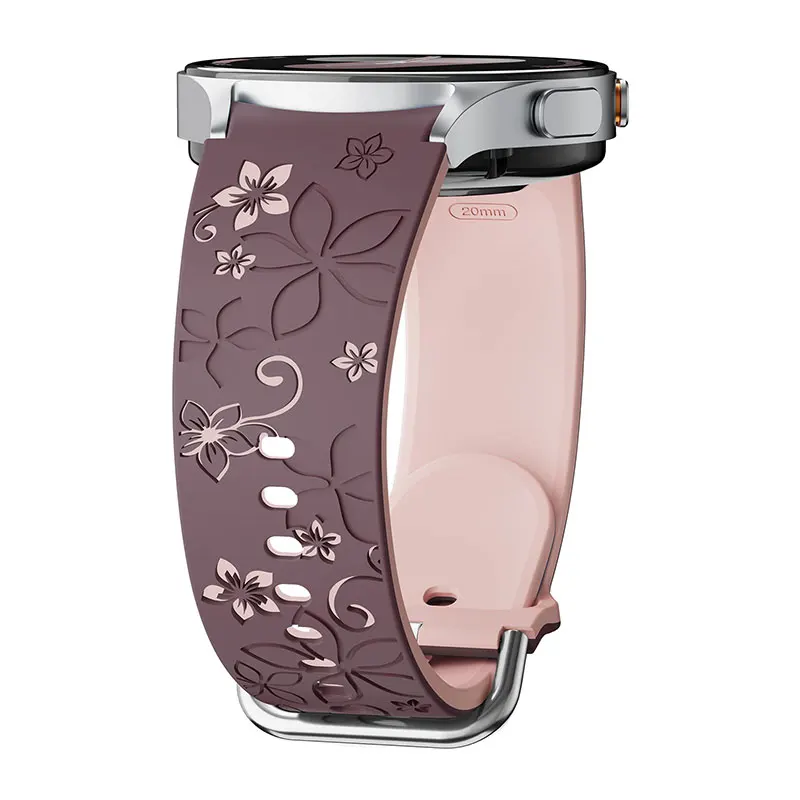 حزام سيليكون محفور لساعة سامسونج جالاكسي 7 FE/6 4 كلاسيك/5 برو 45 بدون فجوات سوار رياضي جالاكسي حزام الساعات 44 ملم 40 ملم