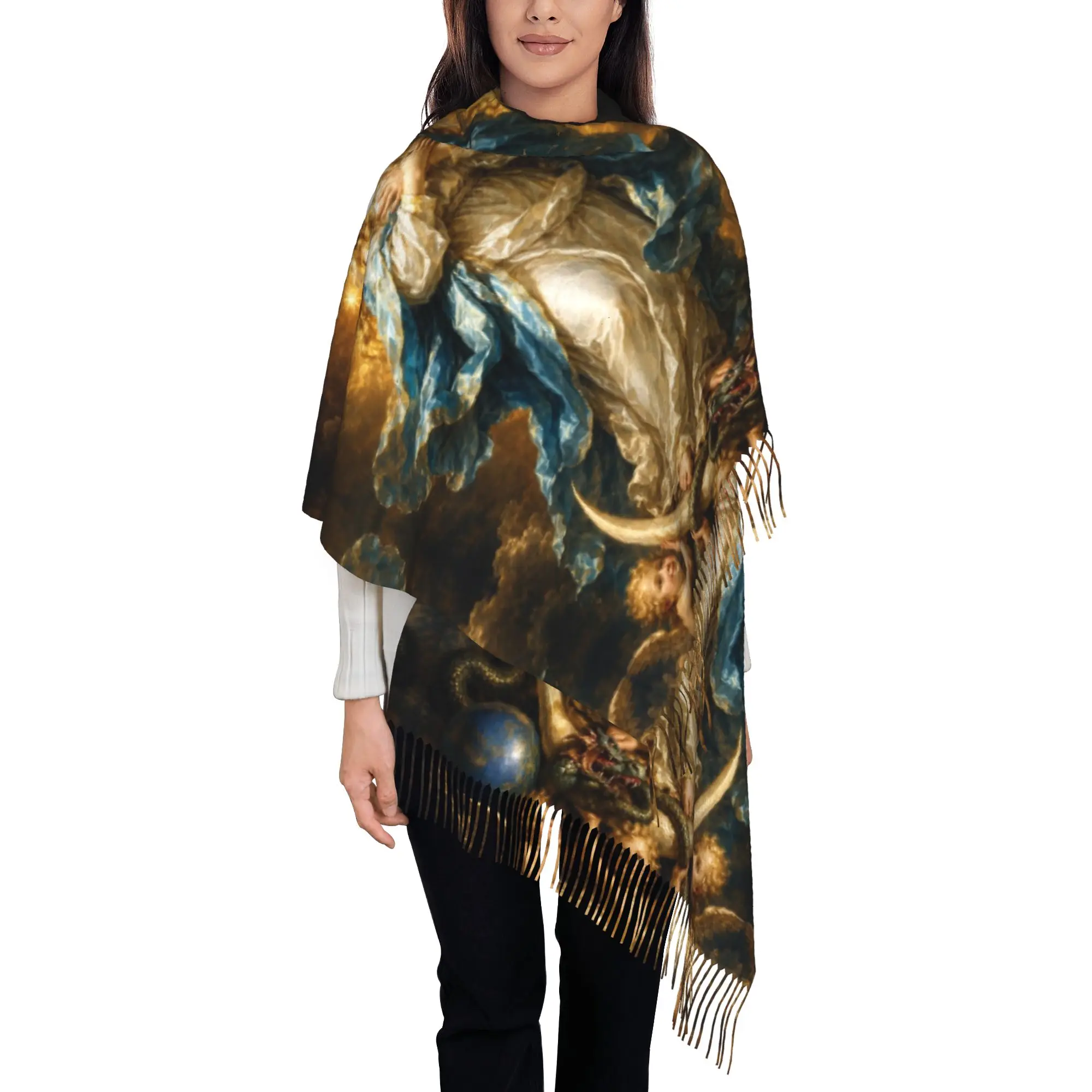 Immaculate ConceptionTassel Scarf Virgin Mary Cold Day Fashionable Winter Warm Gifts Tassel Scarf