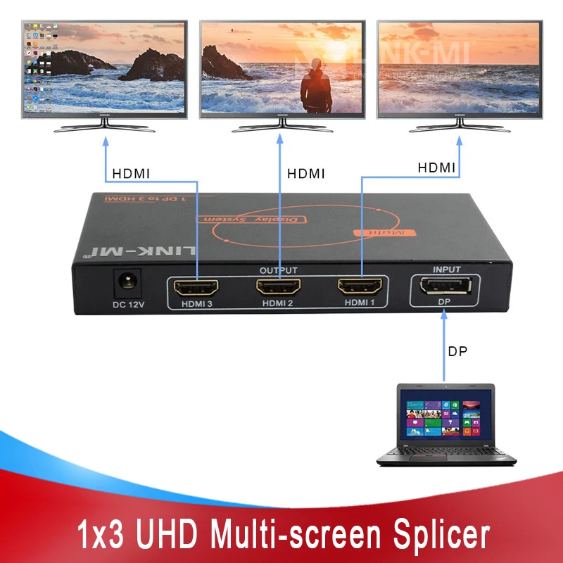 

LINK-MI 1X3 многоэкранный сварочный аппарат с 1 DP сигналом in 3 HDMI выход UHD видеоконтроллер для 3 экранов s