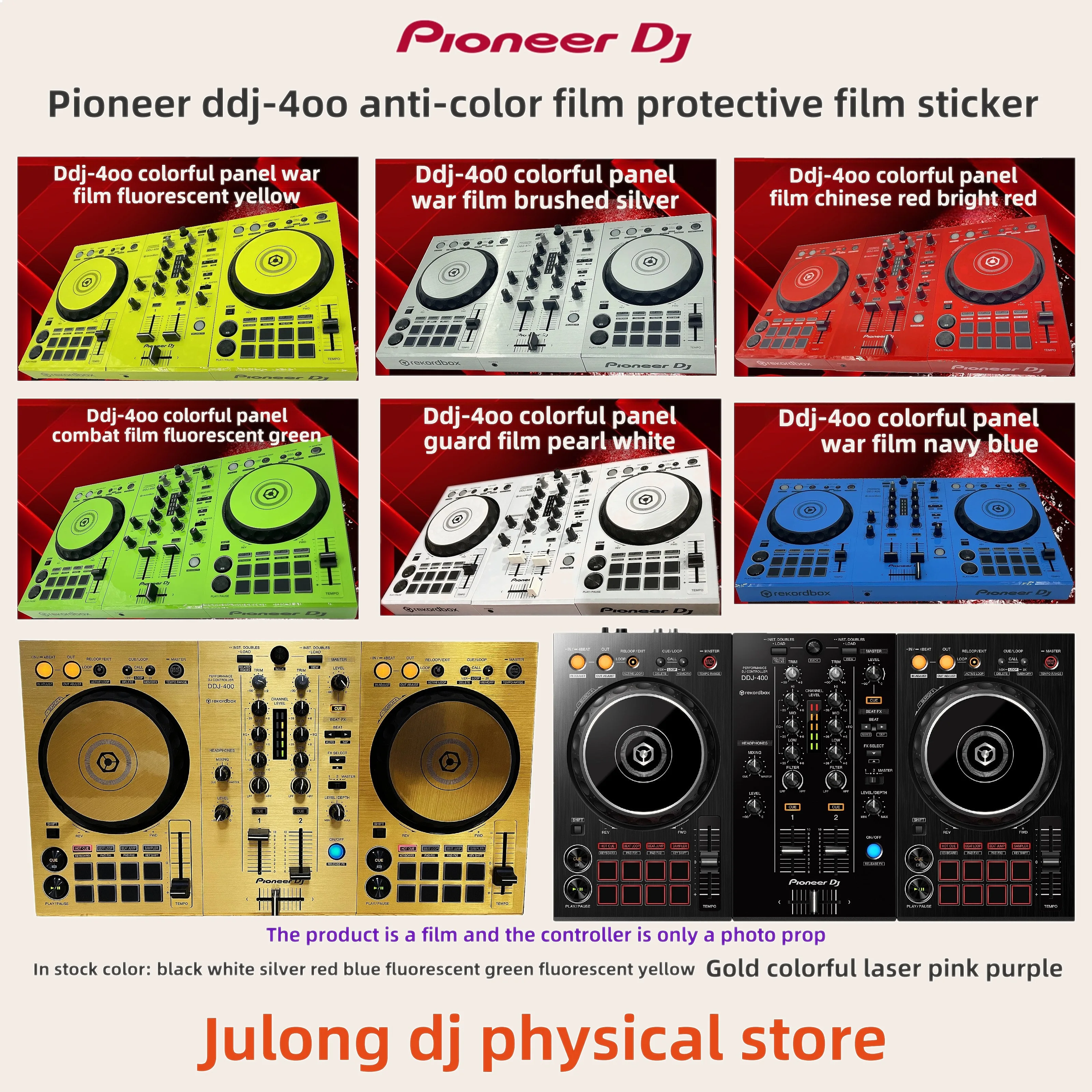 Pioneer DDJ400 DJ Controller Protective Film Full Surround Color Sticker Cover Skin