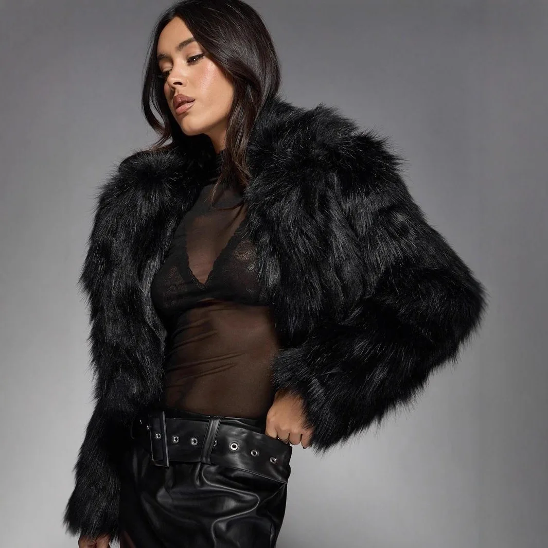 

2025 Winter Women's Mink Fur Jacket Brown Lapel Collar Lady Artificial Fur Jacket Thickened Highstreet Female's Faux Fur Coat