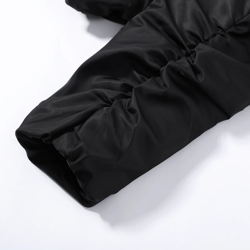 Modische Y2K Satin-Bomberjacke für Damen, Mauve, Puffärmel, Kurz geschnitten, Reißverschluss, Freizeitjacke, Frühjahr 2026, schicke Streetwear, Neu – Detail 6