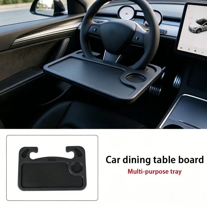 Car Steering Wheel Dining Table Set, Multifunctional with Beverage Rack & Writing Desk Accessories