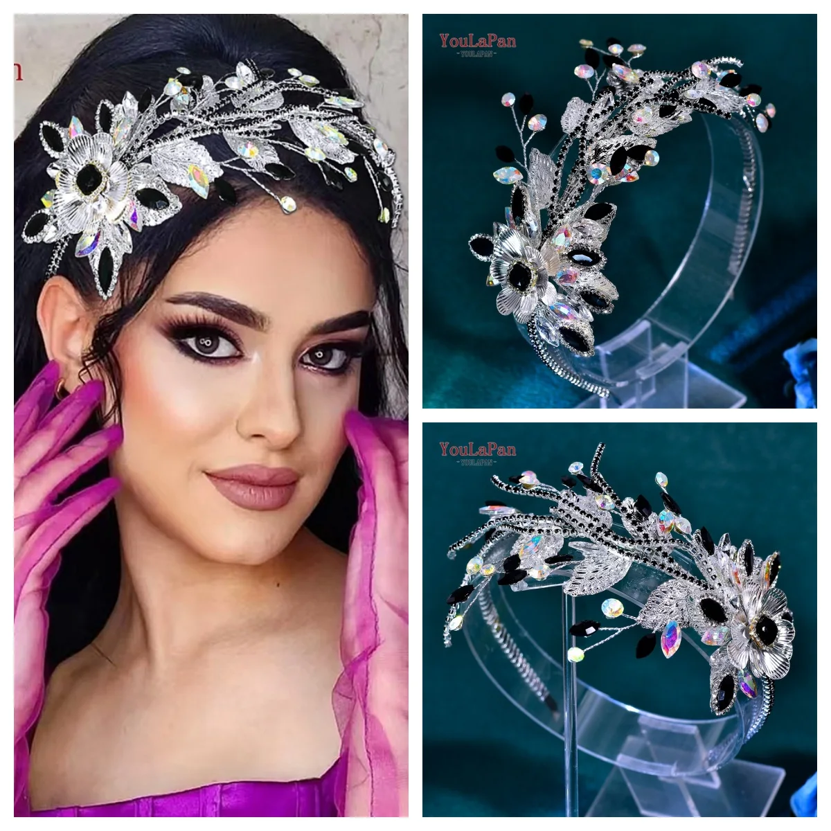 

YouLaPan Wedding Headpieces Luxury Rhinestone Bridal Headband Handmade Women Alloy Flower Hair Jewelry Party Accessories HP865