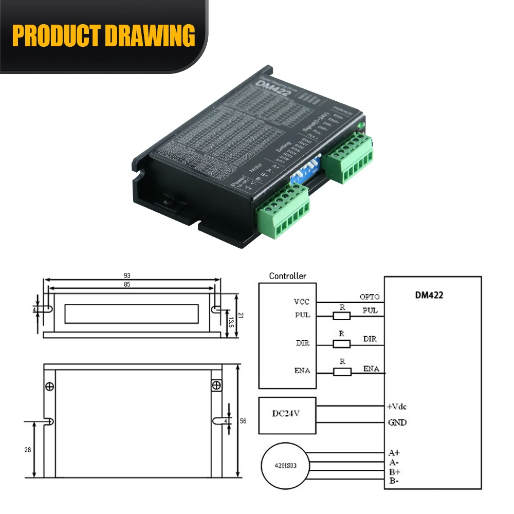 Stepper Motor 2H Microstep Driver DM422 18V-48V for Nema17 Nema14 Nema11 Stepping Motor Drivers DM422 CNC Machine