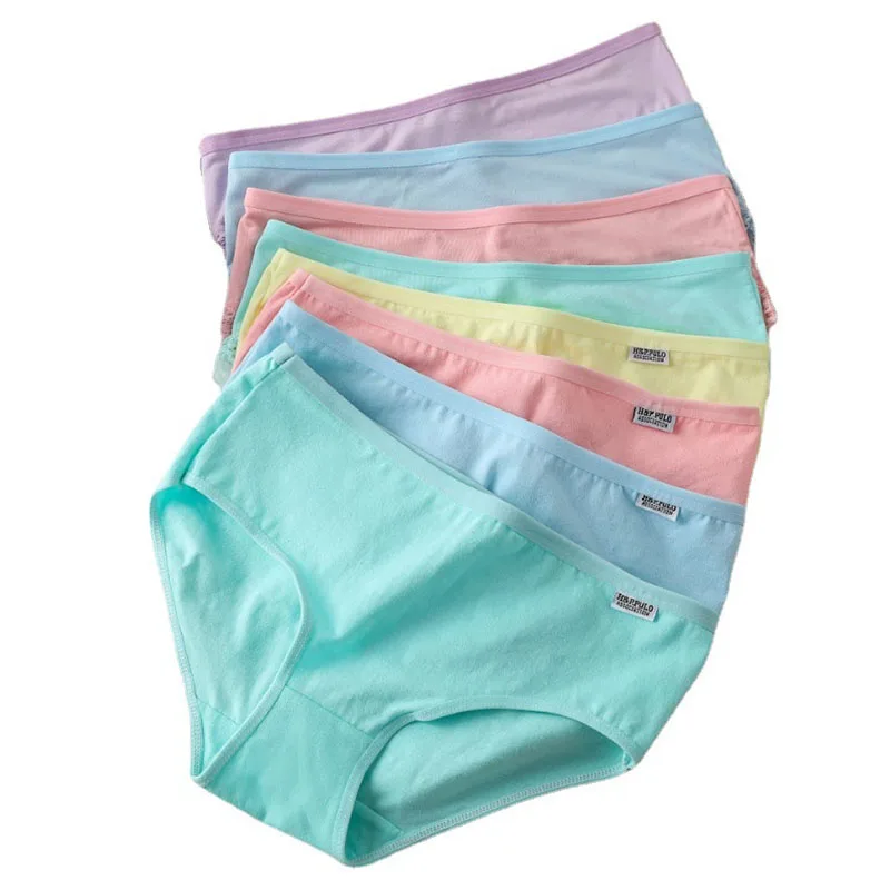 7Pcs/Lot Underwear Women Panties Cotton Plus Size Brief Girls Solid Color Panty Seamless Breath Underpant Ladies Sexy Lingerie