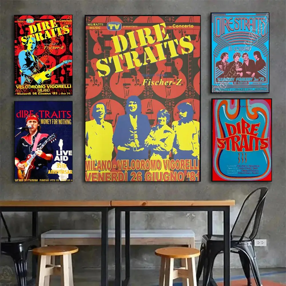 band rock D-Dire Straits Poster Painting Wall Art Mural for Living Room Home Decor and Gifts