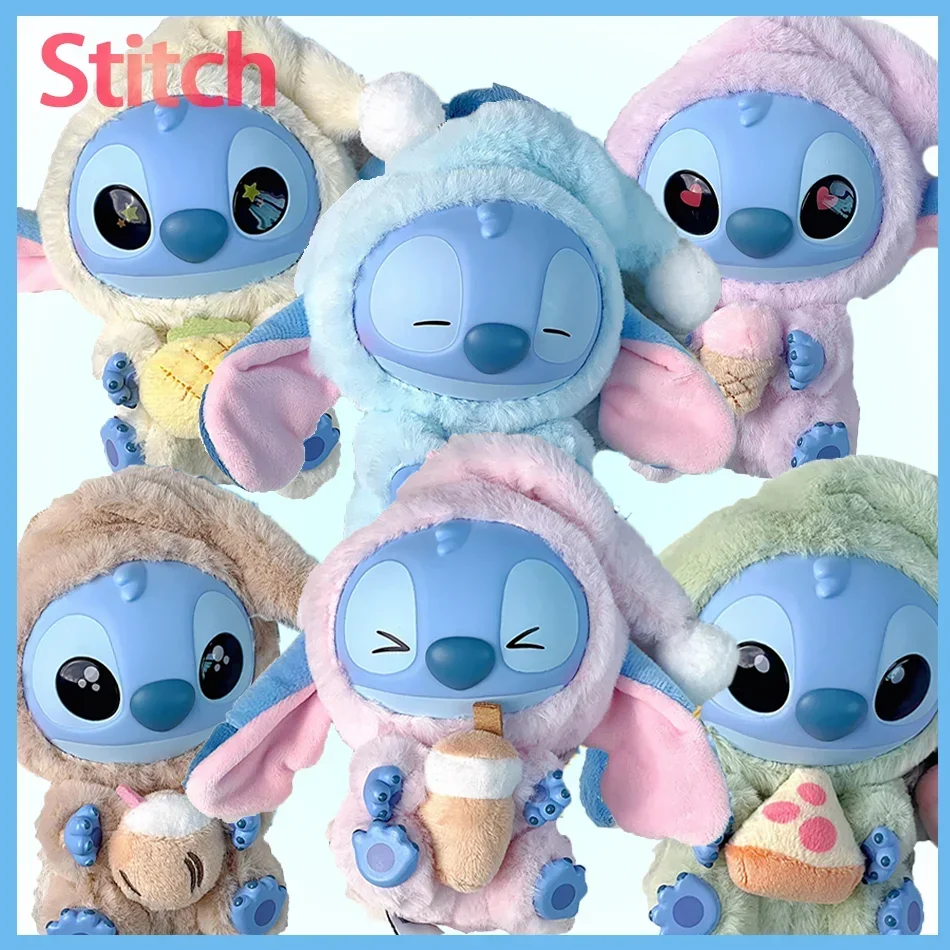 New Disney Stitch Eat Something Before Sleep Series Plush Blind Box Vinyl Toys Cute Doll Mystery Box Bag Pendant Decor Gift Toy