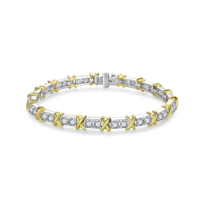 

ZFSILVER Fashion Classic s925 Silver Color D Moissanite Design Letter X Bracelet Women Accessories Luxury Jewelry Gift B3-XY0001