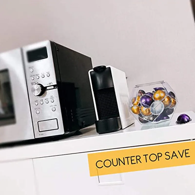 Large-Capacity 12-Sided Polygon Acrylic Elegant Coffee Pods Holder for Nespresso Vertuoline Dolce Gusto Capsule