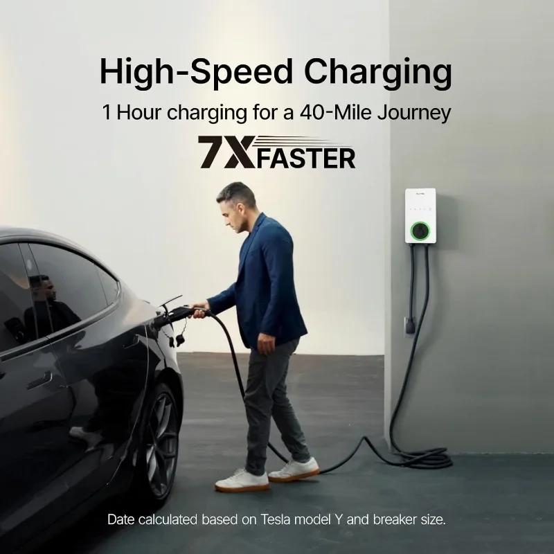 Estación de carga rápida para vehículo eléctrico, cargador de 2 EV de hasta 40 amperios, 240V, para interior y exterior, con Cable Flexible de 25 pies