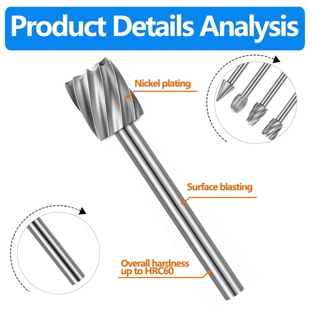 ABKM – mèches de gravure en carbure pour routeur HSS, 20 pièces, pour jeu de mèches de routeur Dremel, tige de 1/8 pouces (3mm) pour outils rotatifs Dremel Proxxon