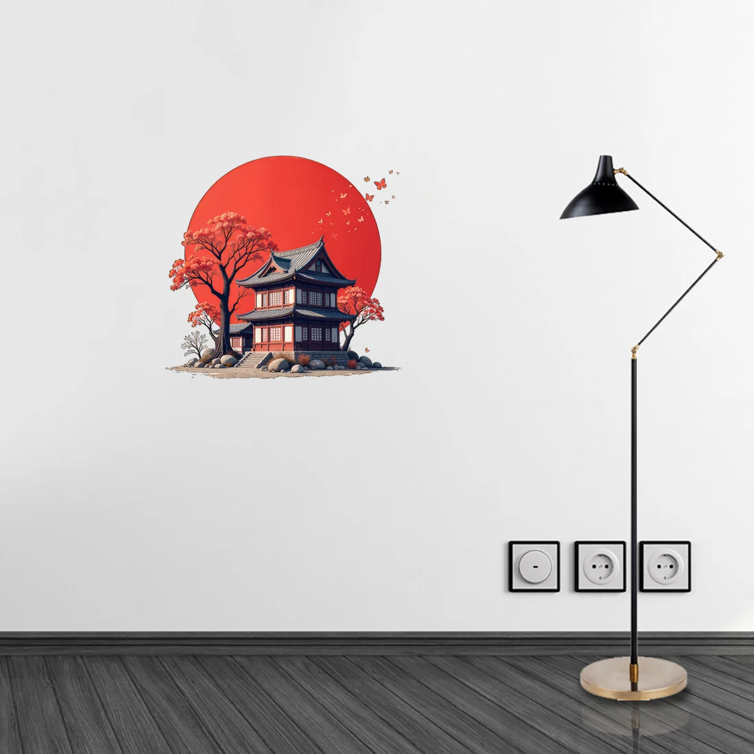 Three Ratels QO14  Elegant ancient style Eastern architectural art wall stickers for home decoration