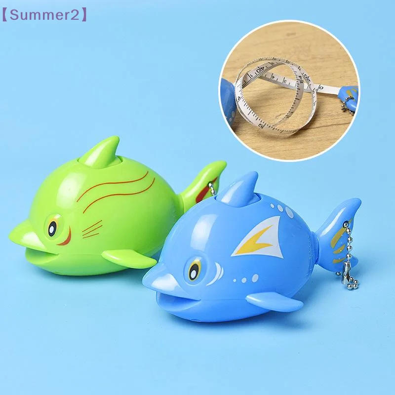 Cute Dolphin Shaped Soft Measuring Tape Double-scale Retractable Portable Mini Ruler With Keychain For Body Sewing Measurement
