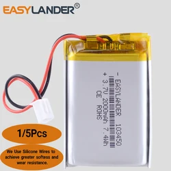 Silicone Wires JST2.54 2P 103450 3.7V 2000mAh Rechargeable Lithium Li-ion Polymer Battery For SPeaker PAD DVR toys 103549 103550