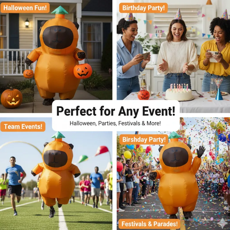 

Animal Capybara Costume Christmas Funny Inflatable Blow Up Cosplay Suit Halloween Novelty Water Pig Outfit Party Inflatable New