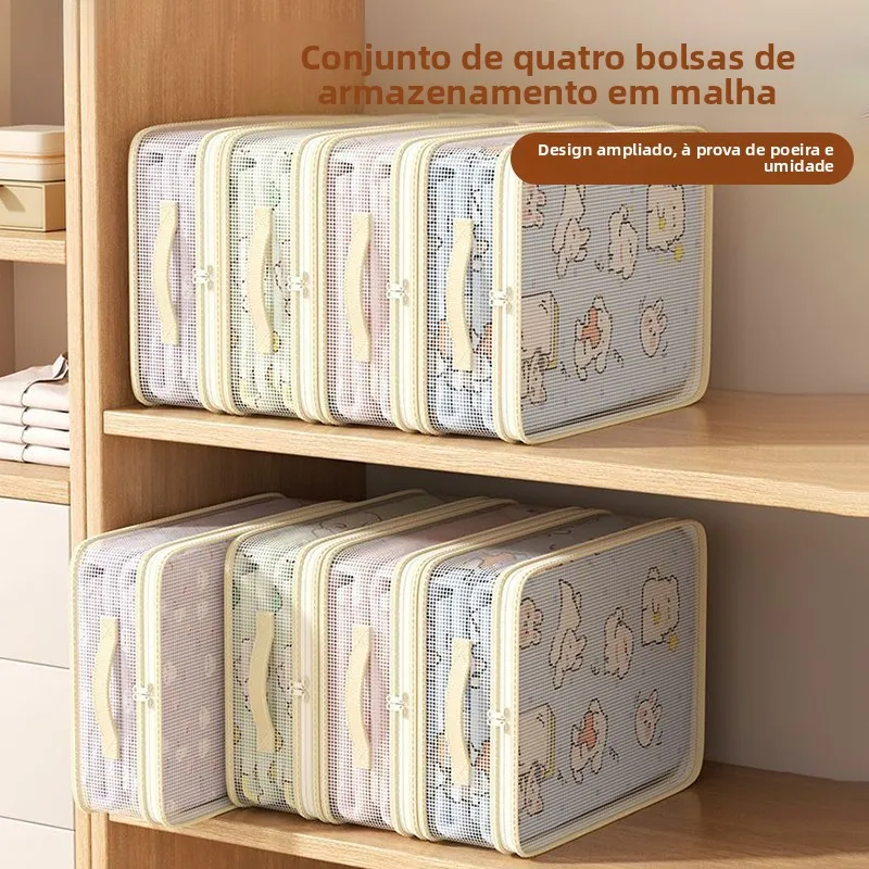 transparent-mesh-bedding-storage-bag-set-of-four-dustproof-quilt-cover-protector-seasonal-change-bedding-organizer-by-xian-jie