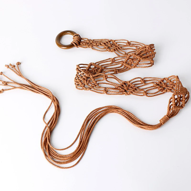 Bohemian Floral Waist Rope - White Knotted Dress Belt, High-End Charming Style