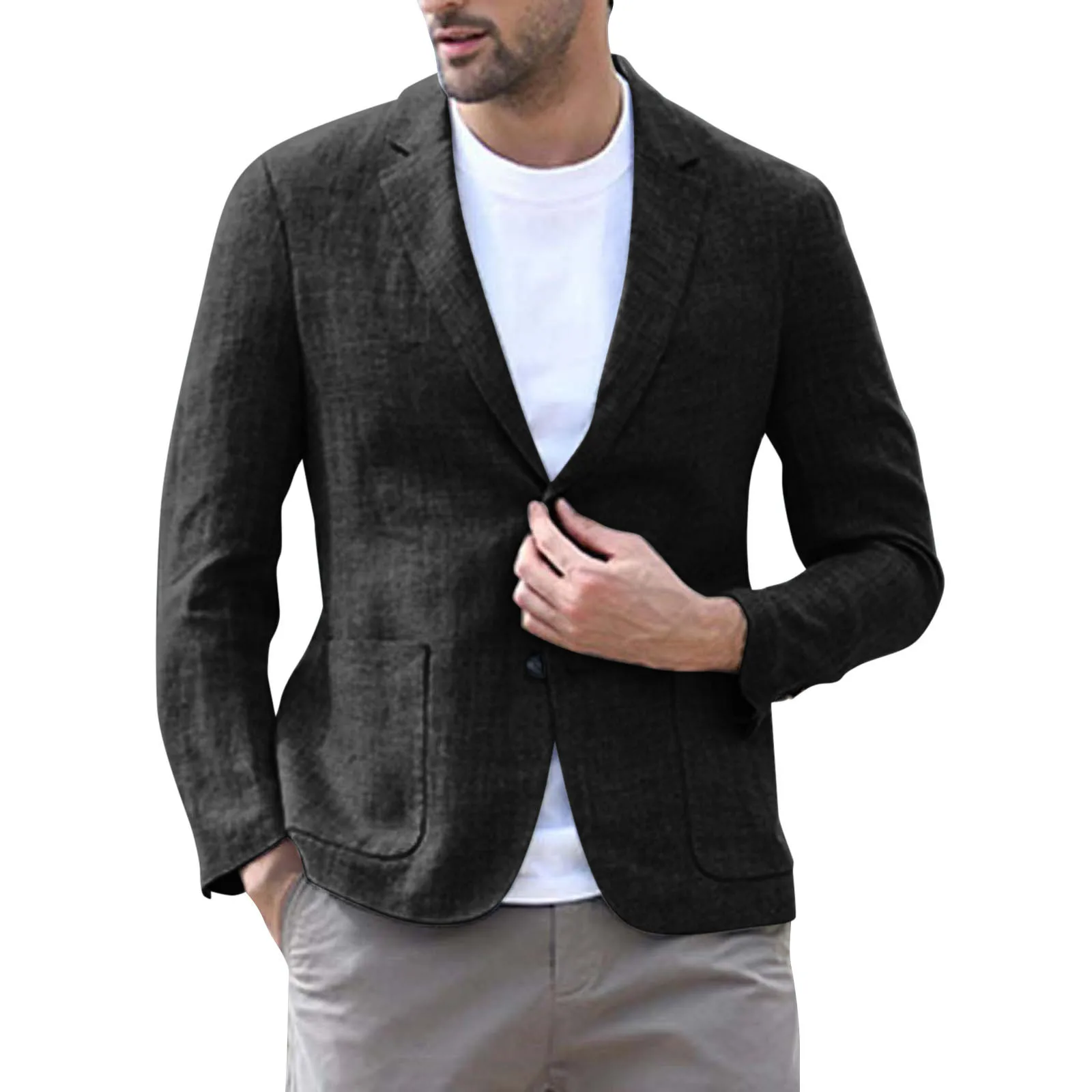 Terno de linho casual masculino, blazer superior, moda outwear, venda quente, nova chegada, primavera, outono, 2023