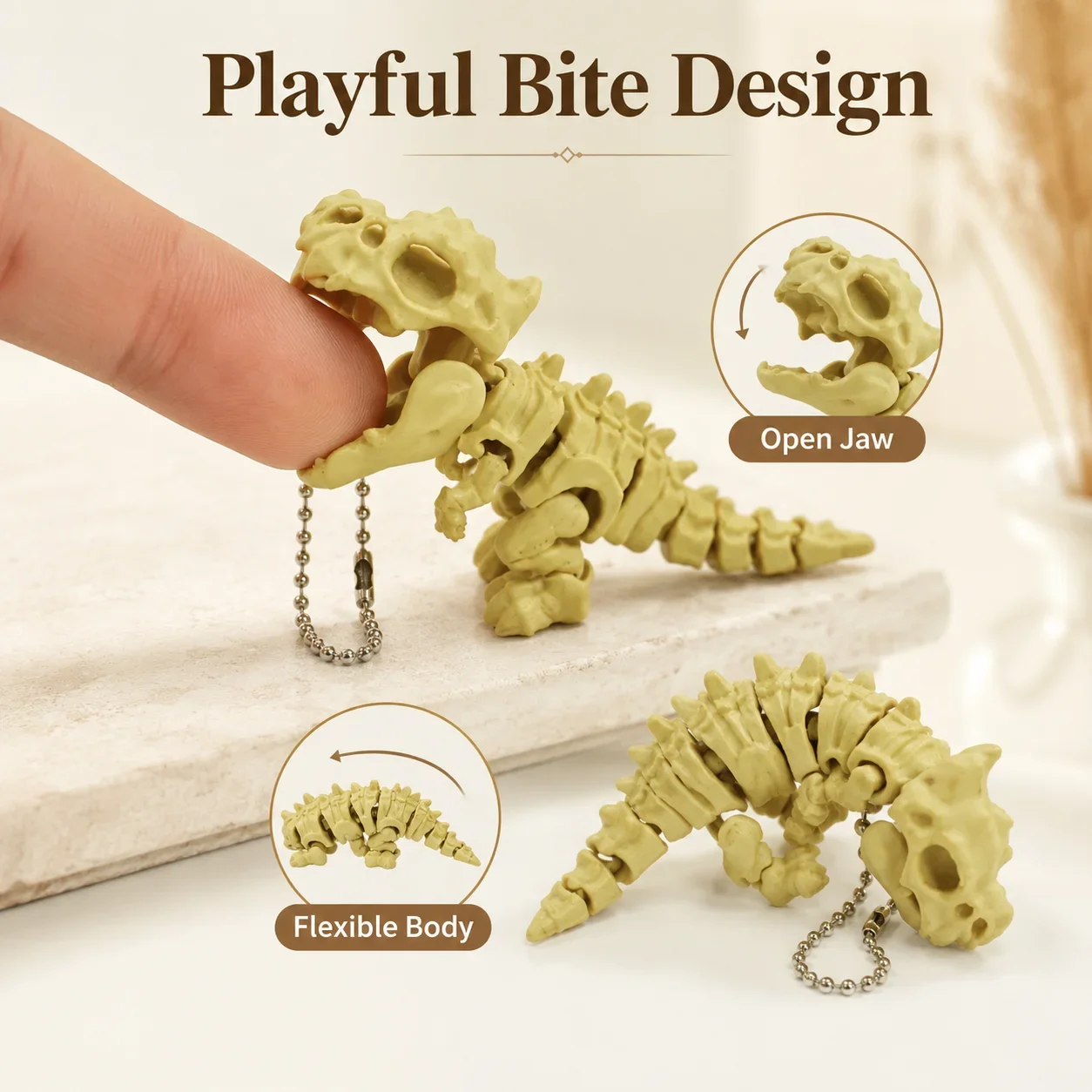 Movable Joint Bite Finger Dinosaur Model Viral Cross-border Tyrannosaurus Rex Figure Keychain Bag Pendant