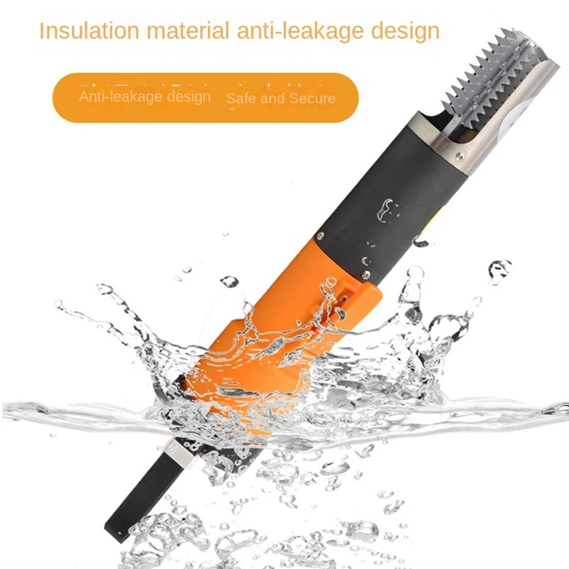 

Electric Fish Scaler Orange Scaler 6800 RPM Fish Scale Remover Seafood Tool Cleaner Waterproof Battery Wireless Cleaner EU Plug