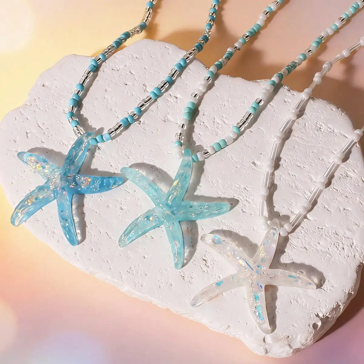 Summer beach sea star beaded necklace - Unique design, fashionable style, versatile - perfect accessory for any occasion