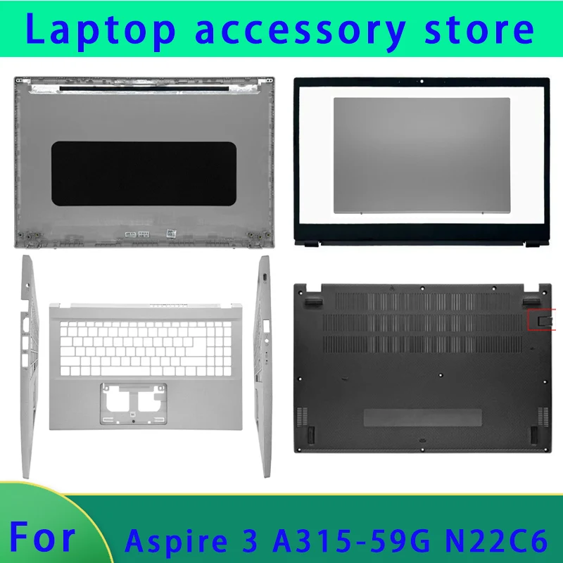 Brand New for Aspire 3 A315-59 N22C6 Series Laptop LCD Screen Back Cover, Front Panel, Palm Rest Bottom Cover ABCD Shell Hinge