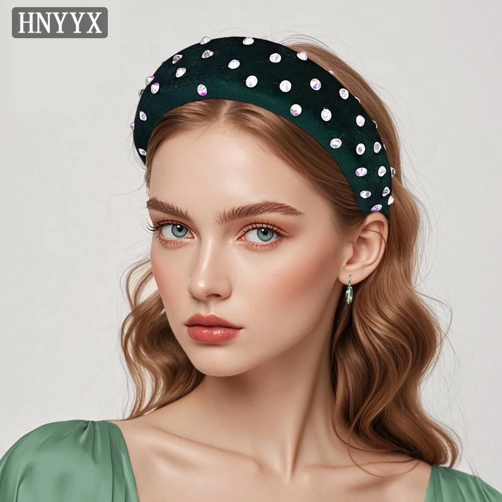 HNYYX Shiny Crystal Hair Accessories Thick Non-slip Headband Women Rhinestone Hairband Sponge Headpiece Washing Headwear A247