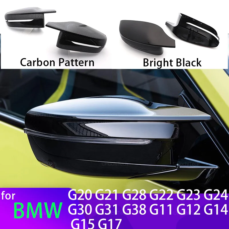 

M4 Look Carbon Fiber Look Black Side Mirror cover Caps for BMW 3 4 5 7 8 Series G20 G21 G28 320d 330i G30 G38 G11 G12 G15 G16