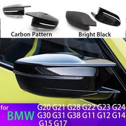 M4 Look Carbon Fiber Look Black Side Mirror cover Caps for BMW 3 4 5 7 8 Series G20 G21 G28 320d 330i G30 G38 G11 G12 G15 G16