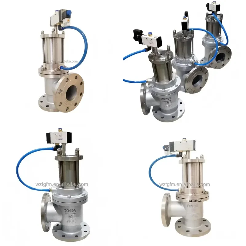 DN100 CF8/CF8M Stainless Steel Angle Type Pneumatic Sludge Discharge Valve Quick-Opening Drain Valve J744X