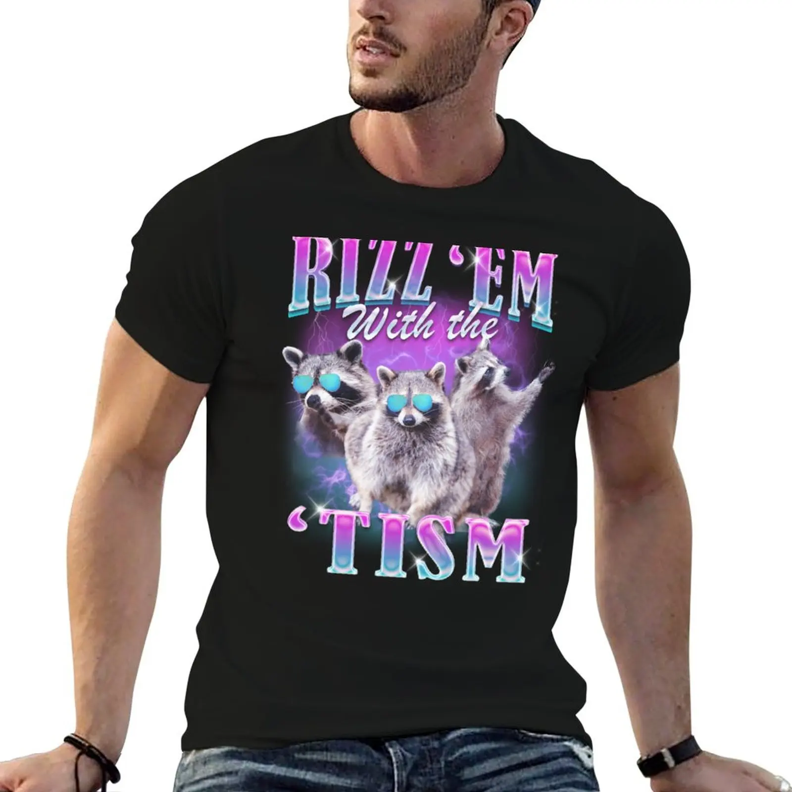 

em 'Tism essential Rizz With Raccoon Funny t The t Meme shirt T-Shirt cotton shirt pack