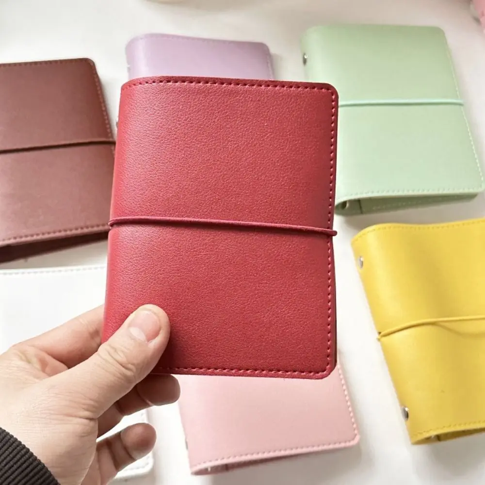 M5 Size Mini Loose-leaf Notebook Faux Leather Photo Display Ring Binder Album 5-Ring Binder Card Collection