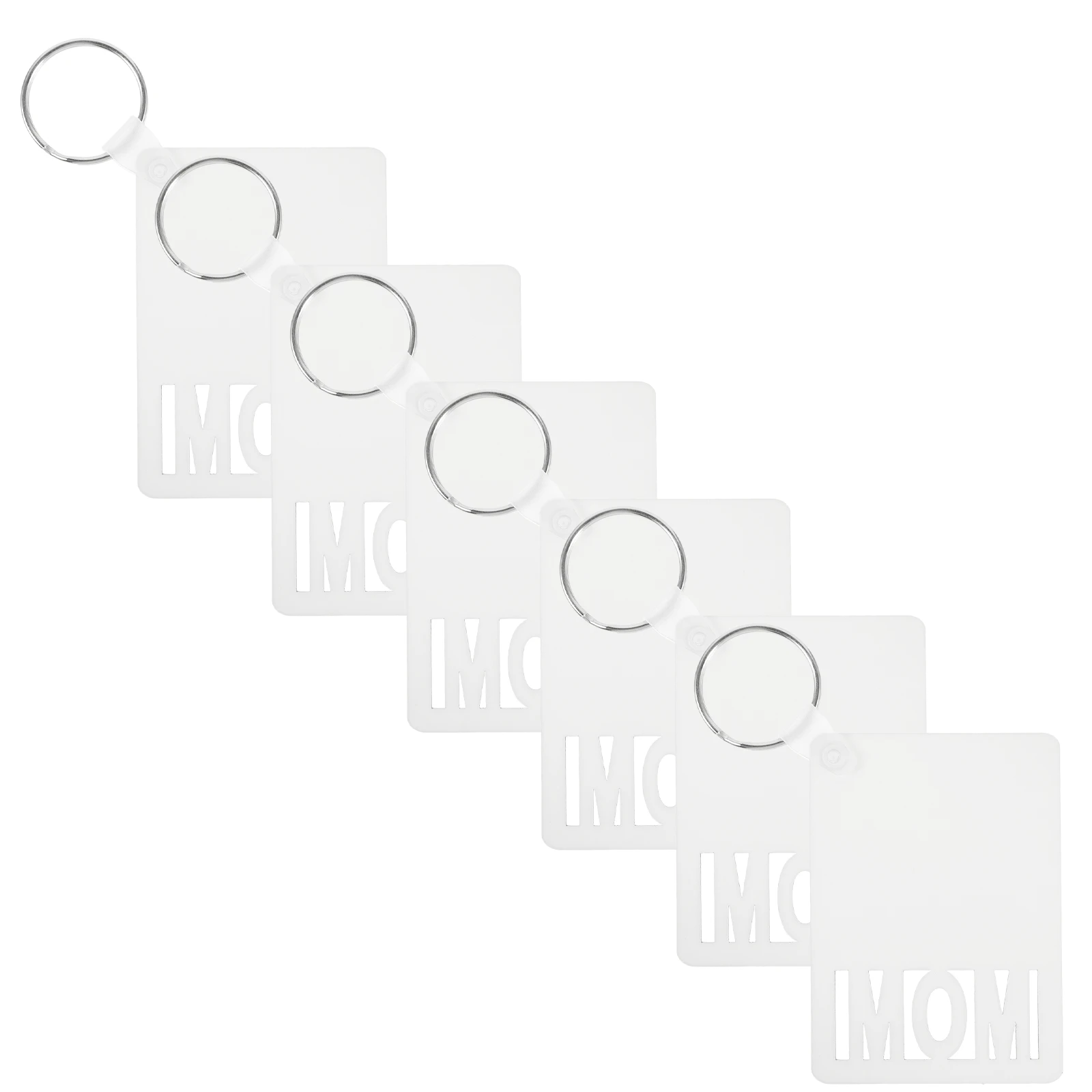 

6 pcs Sublimation Blank Keychain Diy Heat Transfer Mom Sign Key Ring Durable Decorative Pendant For Bag Purse Backpack Mother'S