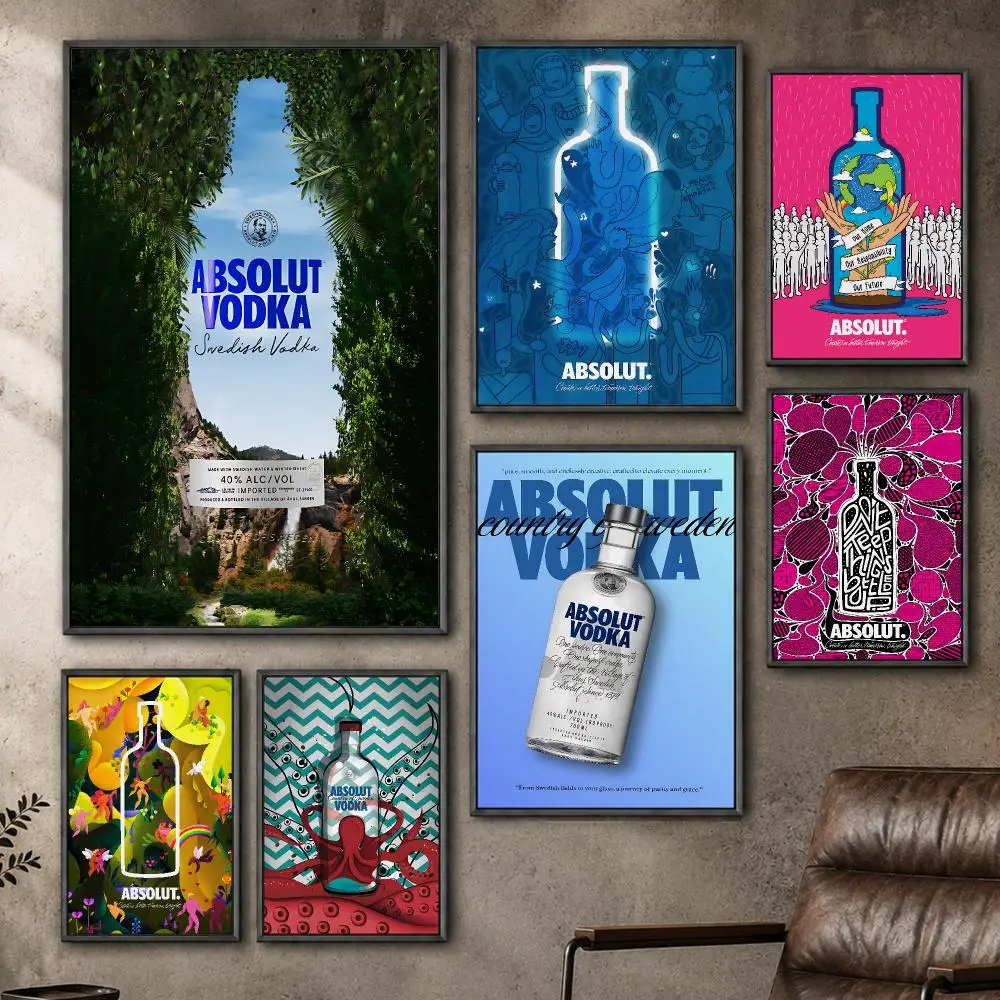 Vodka Absolut Swedish Brand Poster  PP Self Adhesive Home Garage Dorm Bar Wall Decor Aesthetic Retro Gift