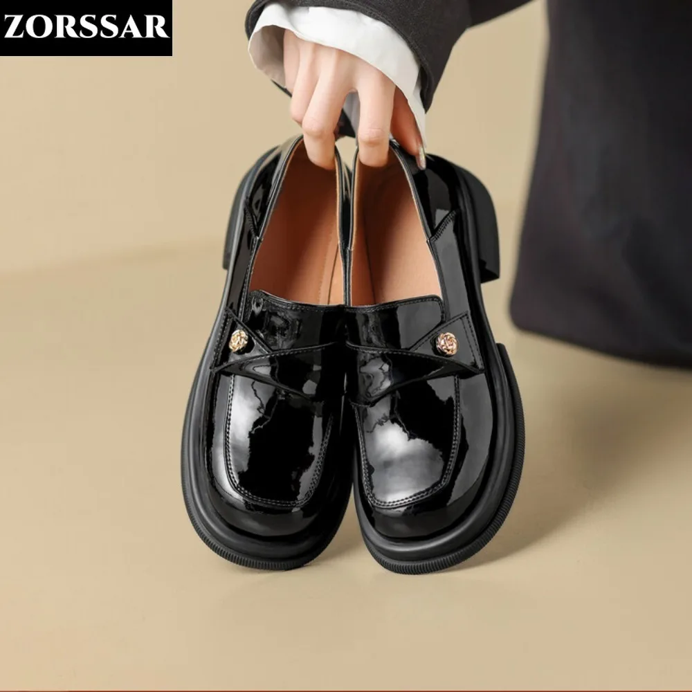 

Luxury Designer Women Loafers Flat Shoes Female Height Increasing Black Footwear Slip-on Woman Moccasins Casual Zapatos Mujer