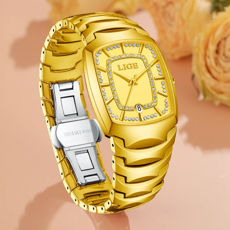 LIGE Top Brand Luxury Quartz Woman Watch Simple Fashion Diamond Elegant Ladies Casual Ceramic Strap Waterproof Watches for Women