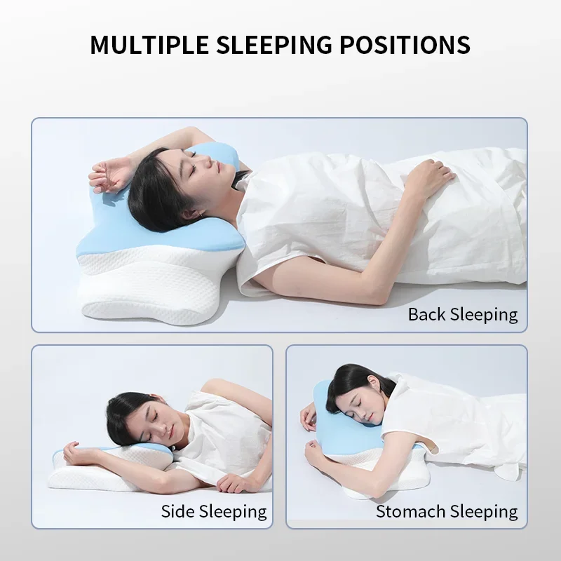 Cervical Orthopedic Pillow For Sleep Butterfly Ergonomic Memory Foam Pillow Slow Rebound Comfortable Neck Massage Bed Pillow
