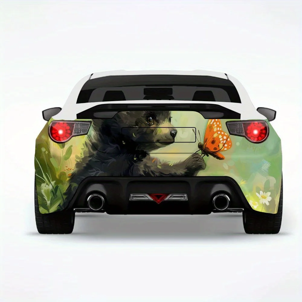 

Момент медведя и бабочки, виниловая наклейка на заднюю часть автомобиля, водонепроницаемые самоклеящиеся виниловые наклейки для хвоста и бампера автомобиля, украшение