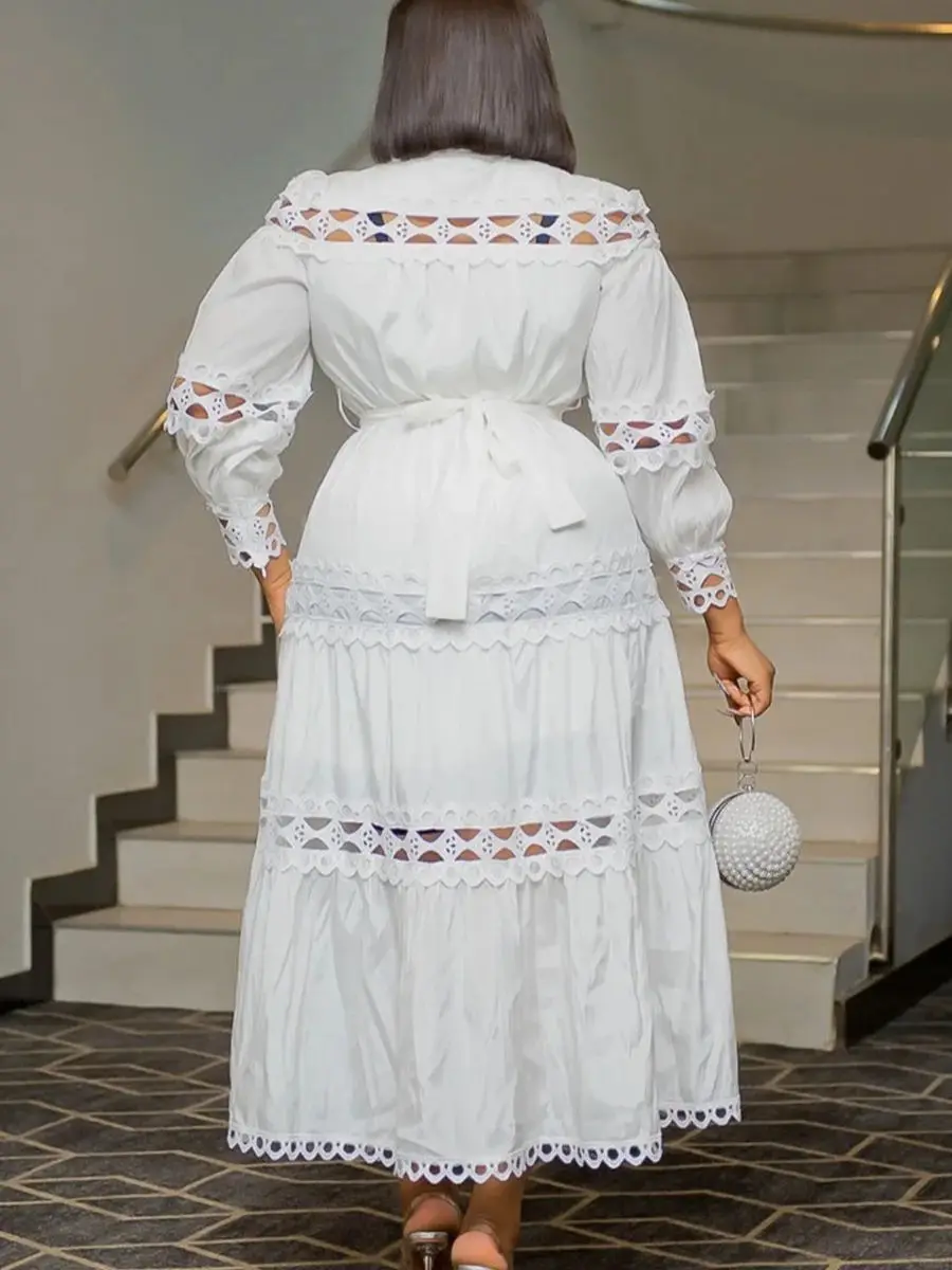 Plus Size African Party Dresses for Women 2024 New Fashion Dashiki Ankara Lace Wedding Gowns Elegant Turkey Muslim Maxi Dress