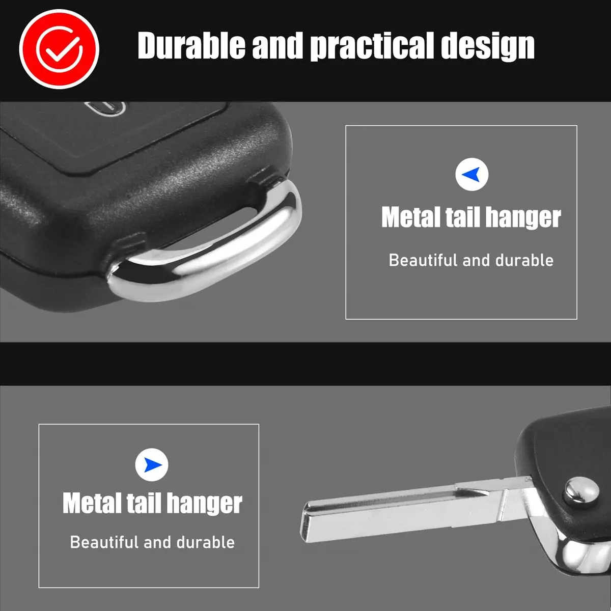 #79D Remote Key ,2 Button Car Key Shell Case Compatible with (Black)