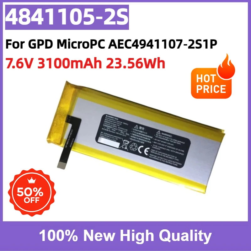 New Laptop Battery 4841105‑2S AEC4941107‑2S1P 7.6V 3100mAh 23.56Wh for GPD MicroPC Handheld UMPC Notebook Battery