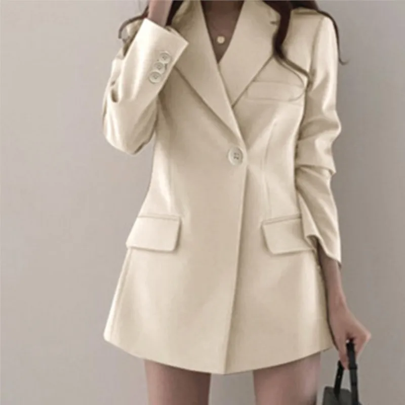 Casual Long Sleeve Suit Jacket Blazer Office Lady Spring Autumn Fashion Elegant Solid Outerwear Coat For Women 2023 Female