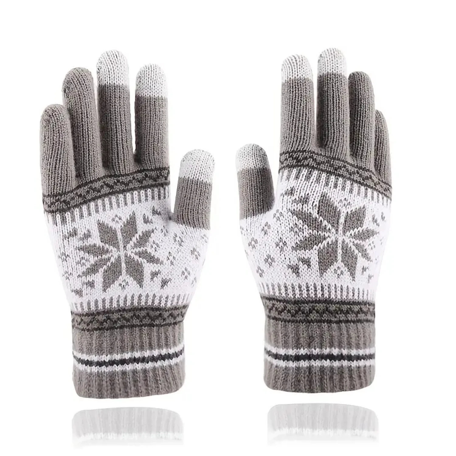 Winter Touch Screen Gloves for Women, Teens, Kids - Snow Illustrated Design for Warmth and Functionality